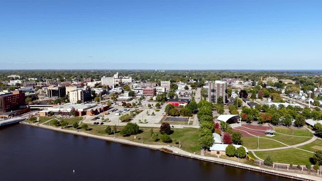 aerial orbit over oshkosh wisconsin