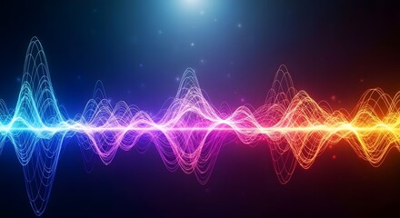 Abstract Energy Wave Spectrum – Glowing Vibrant Frequency Lines Technology Background.