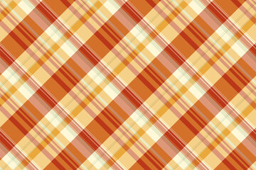 Picture textile seamless pattern, xmas fabric vector plaid. Identity check tartan background texture in orange and amber colors.