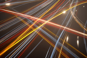 shows light trails, conveying speed and motion, likely from vehicle traffic