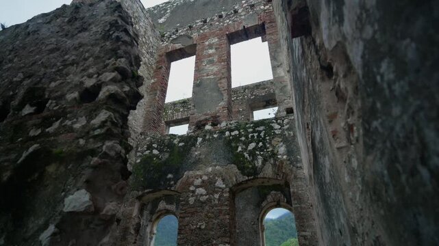 Interior of ruins of Sans-Souci Palace, Milot, Haiti. First-person view