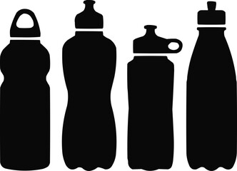 Water Bottle Silhouette Set Collection of Four Bottle Shapes and Sizes