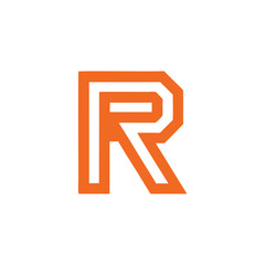 Bold Orange Double Line R Logo - Modern Geometric Initial Lettermark Design