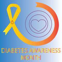 Diabetes Awareness Month Ribbon Icons Collection Set of colorful  graphics featuring red ribbons, hearts, and blue awareness symbols promoting health, prevention, and support EPS10/AI.

