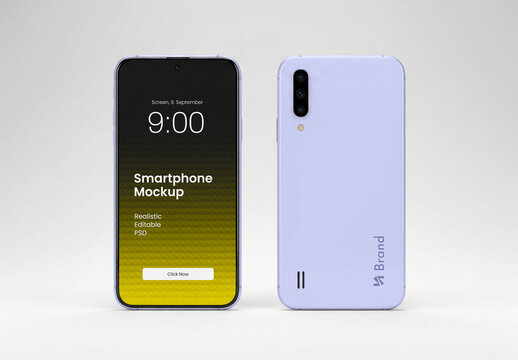 Smartphone in Front and Back View Mockup