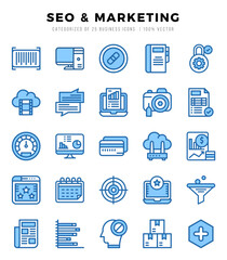 SEO & Marketing Two Color icons. Vector Two Color illustration.