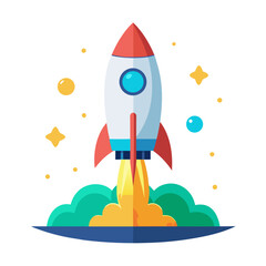 Spaceship Taking Off with Stars - Education and Discovery Concept