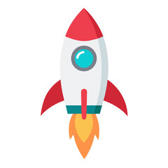 Cartoon Rocket in Ascent - Business Startup and Project Launch