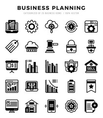 Set of Lineal Filled Business Planning Icons. Lineal Filled art icon. Vector illustration