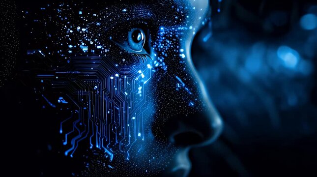 Robot vleu regardant vers le futur, cosmos, espace, 