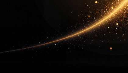 Obraz premium Minimal cinematic composition, line of golden confetti across black velvet background, soft depth for holiday cards, invitations and luxury brand websites