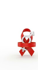Aids awareness ribbon with male and female gender symbols for support and solidarity.
