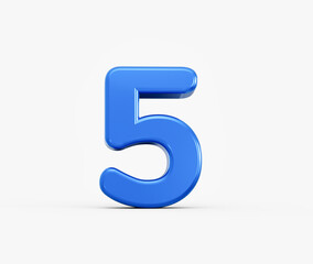 Striking blue 3D number 5 for counting, data, or design projects. 3d illustration