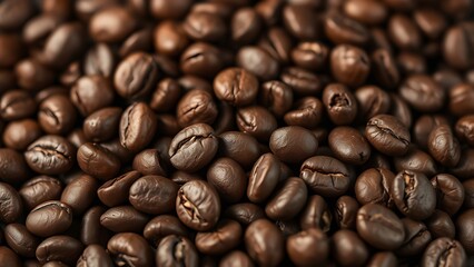 Obraz premium additive. Close-up of freshly roasted coffee beans highlighting rich textures and deep brown tones, evoking warmth and aroma. bar promotions.