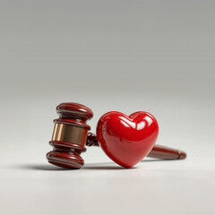 Gavel and Red Heart Symbolizing Love and Justice