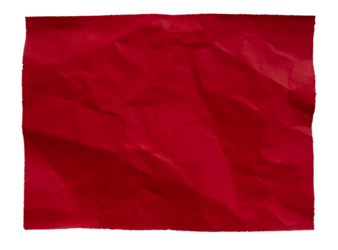 texture background old red paper crumpled torn on transparent background.