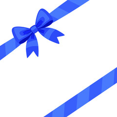 Blue ribbon bow knot. Hand drawn trendy flat style isolated on transparent background. Perfect for gift box wrapping, holiday cards, packaging, festive decorations, warping decor. Vector illustration
