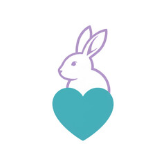 Obraz premium Rabbit silhouette with heart shape in modern pastel colors 