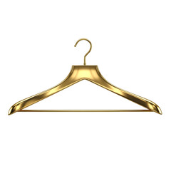 Elegant golden clothes hanger, perfect for fashion, boutique, luxury, wardrobe, and modern design projects. isolated on white or transparent background.PNG format.