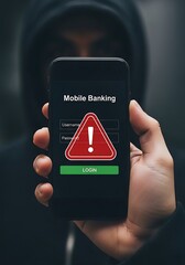 Mobile banking warning alert smartphone login screen