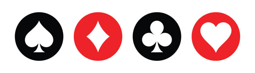 Different card suits isolated on white background