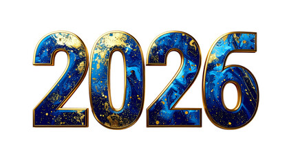 Golden 3D number 2026 for New Year celebration on white background