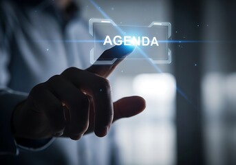 Finger touching digital agenda interface digital interface