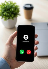 Incoming unknown call on smartphone unknown caller