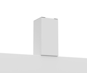 White rectangular standing packaging box 3D mockup blank template. 3d illustration