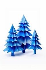 Obraz premium Paper chirstmas trees origami nature blue.