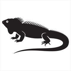 Lizard silhouette, black vector icon style, simple shape, clean