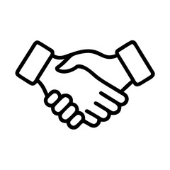 Outlined Handshake Symbol Representing Partnership, Agreement, and Business Deal