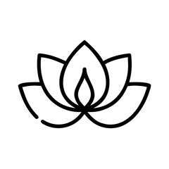 Elegant Lotus Flower Line Art on Plain Background Isolated