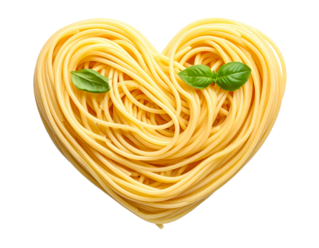 heart shaped pasta isolated on transparent background, italian spaghetti background