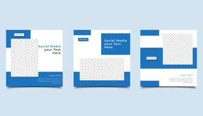 Set of Editable minimal square banner template. suitable for social media post and web internet ads. Vector illustration with photo design