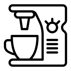 Coffee machine with tumbler and ceramic cup line icon, drink concept. Vector graphics. Electric machine sign on white background, style icon mobile or web design.