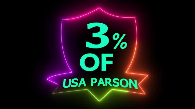 Dynamic Glowing Neon Frame Animation 3% USA Parson Text on Dark Background