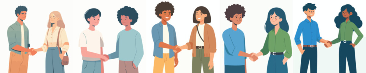 vector half body of people shaking hands with each other