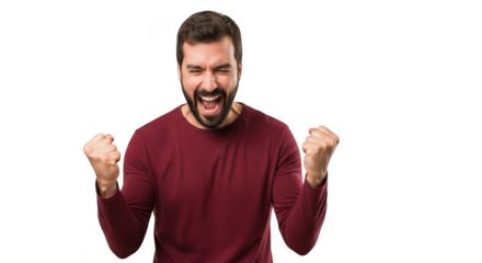 Man celebrating success isolated on transparent background