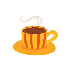 Seamless cozy autumn clipart with fall hygge elements. Pumpkin sweater, tea, candle, pie, socks, book, honey, acorns, leaves, and teapot. Warm fall vibes in flat vector cartoon illustration