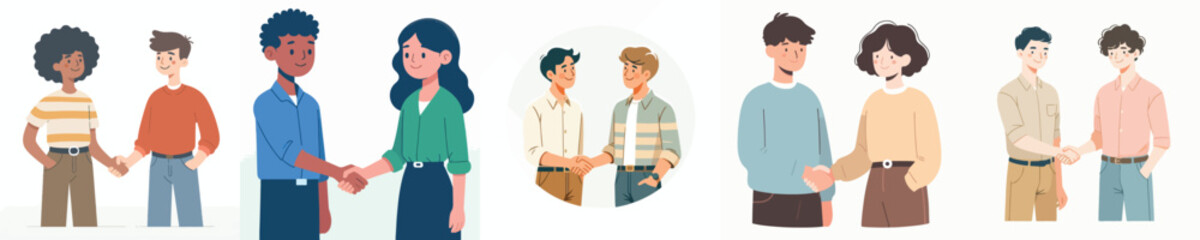 vector half body of people shaking hands with each other