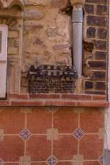 facade and design on a brick wall in a house