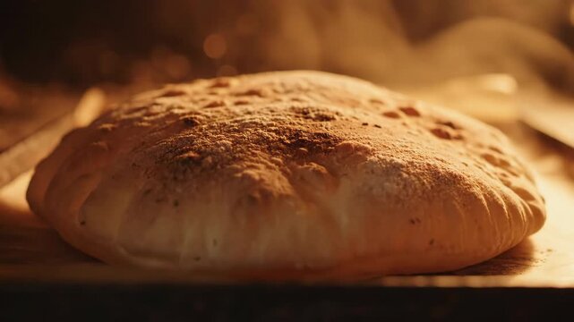 Fresh Pita Bread Baking in Oven: A Delicious Culinary Process and Visual Delight to Enjoy