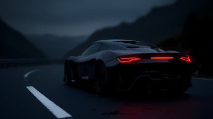 Naklejka premium sport car in the night background wallpaper