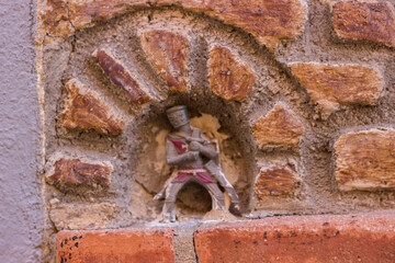 facade and design on a brick wall in a house
