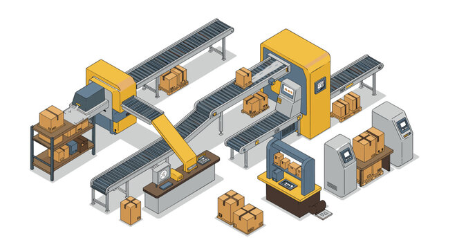 Automated warehouse conveyor system for efficient package sorting and distribution