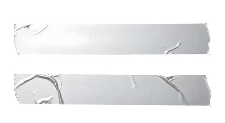 Ripped white adhesive masking tape strips texture isolated on transparent background for graphic design overlay