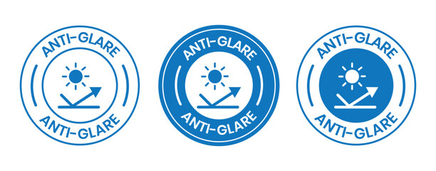 Anti-Glare Circle Logo – Vector Design for Product Label, Information Sticker, Screen Protection Badge, Anti-Glare sign, logo, badge, icon, sticker, label, emblem, stamp, symbol, black, line