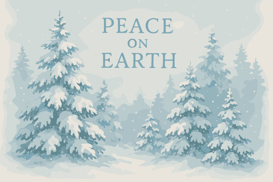 Winter wonderland scene featuring snow-covered trees peaceful atmosphere digital serene environment aesthetic viewpoint