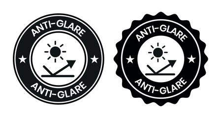 Anti-Glare Circle Logo – Vector Design for Product Label, Information Sticker, Screen Protection Badge, Anti-Glare sign, logo, badge, icon, sticker, label, emblem, stamp, symbol, black, line